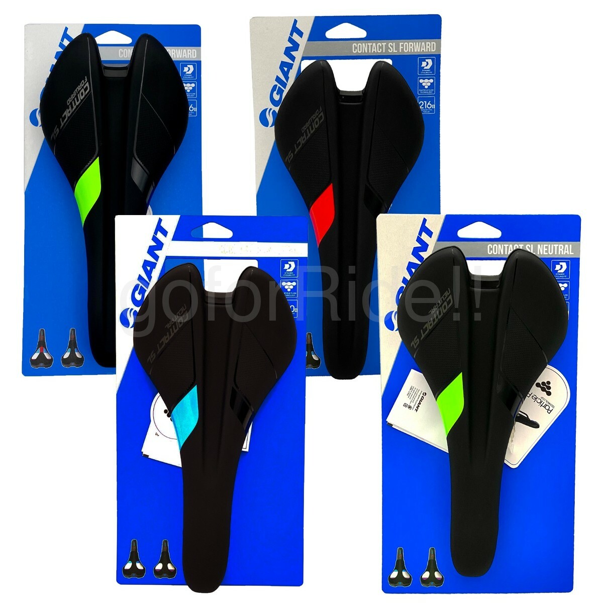 Giantt Contact SL Neutral/Forward Road Bicycle Bike Saddle Black/Green/Red/Blue