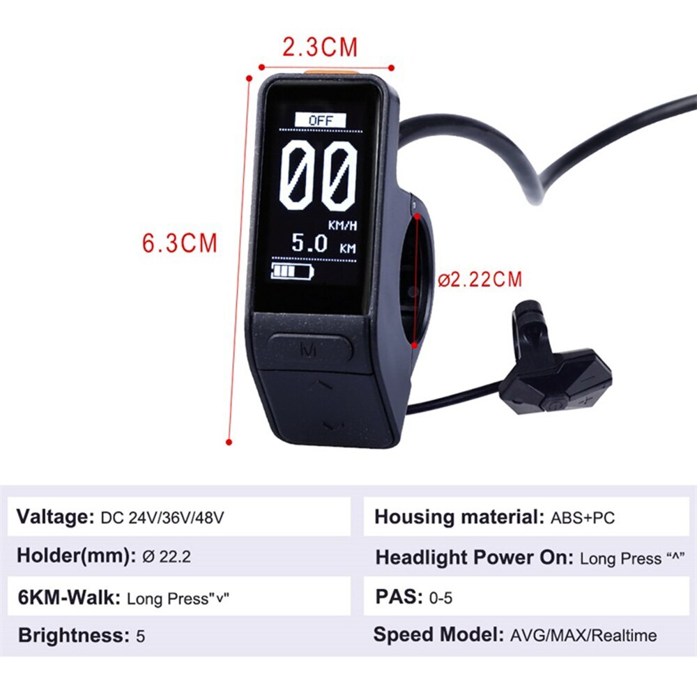 SW102 LCD Mini Electric Bicycle Waterproof Display for E-bike BBS01 BBS02 BBSHD