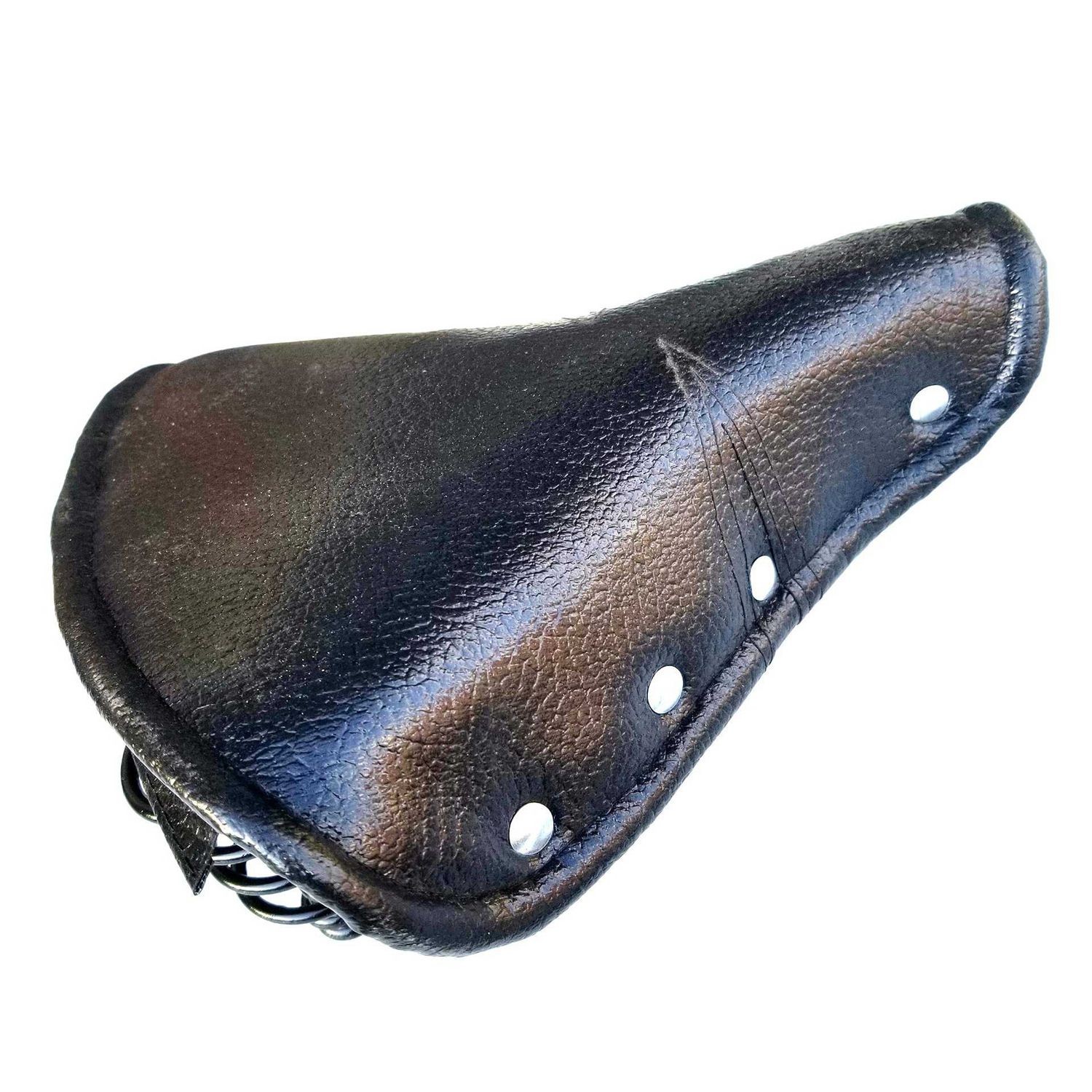 Vintage Faux Leather Rivet Sprung Spring Bike Cycling Cushion Black for3699