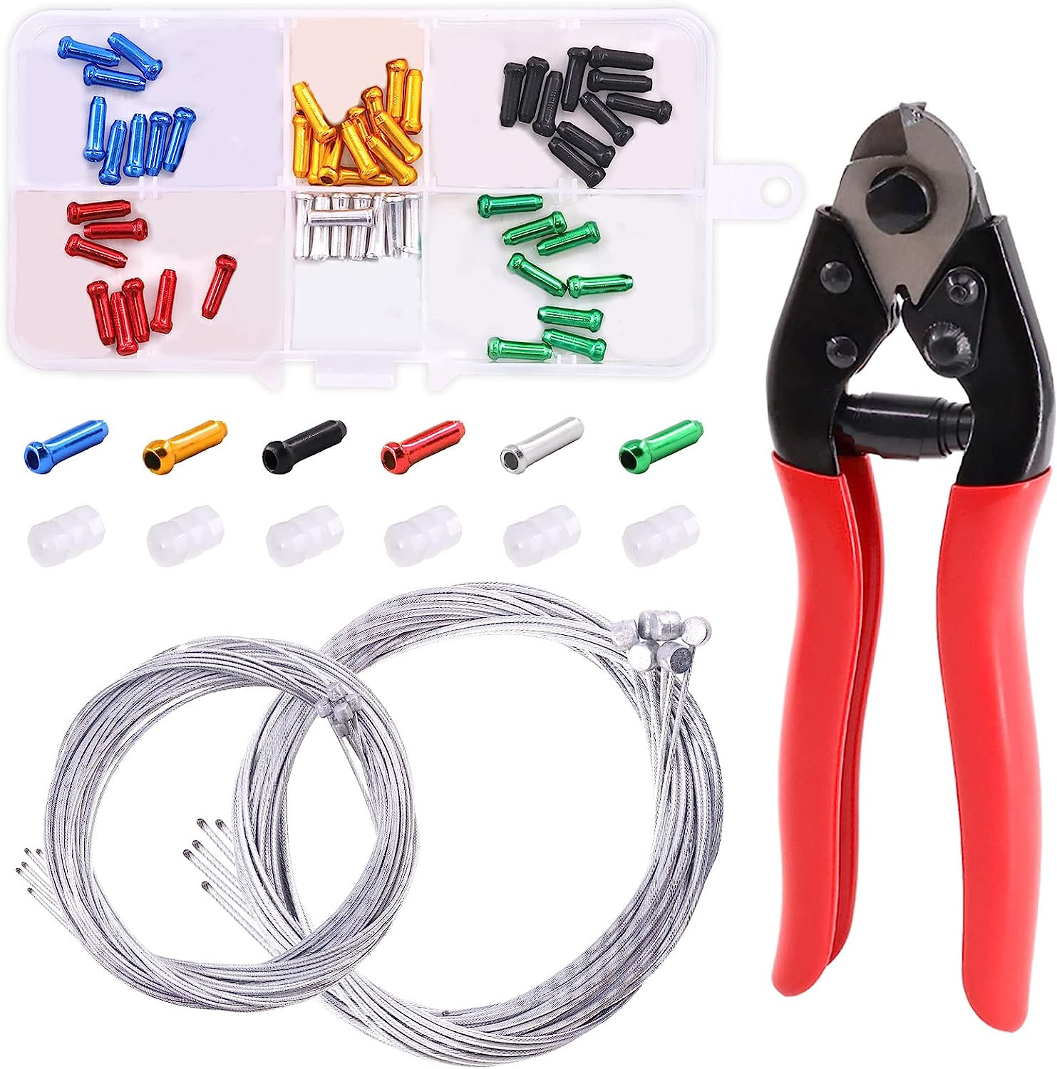 Stainless Steel Bike Cable Cutter and Brake/Shift Cable Kit with Crimp Termin…