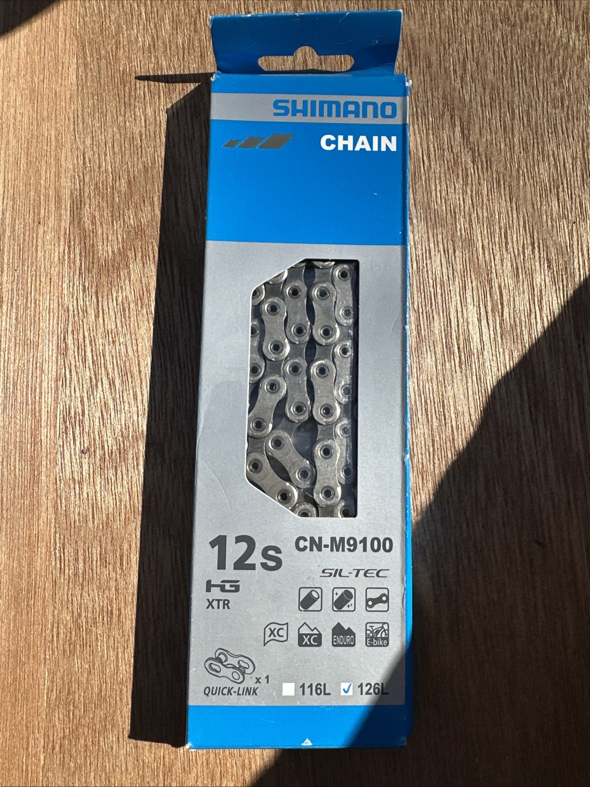Shimano XTR CN-M9100 Chain – 12-Speed, 126 Links, Silver w/Quick-Link NEW
