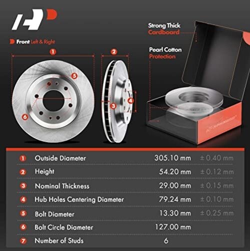 12.01 inch (305mm) Disc Brake Rotors + Ceramic Pads kit Front Vented