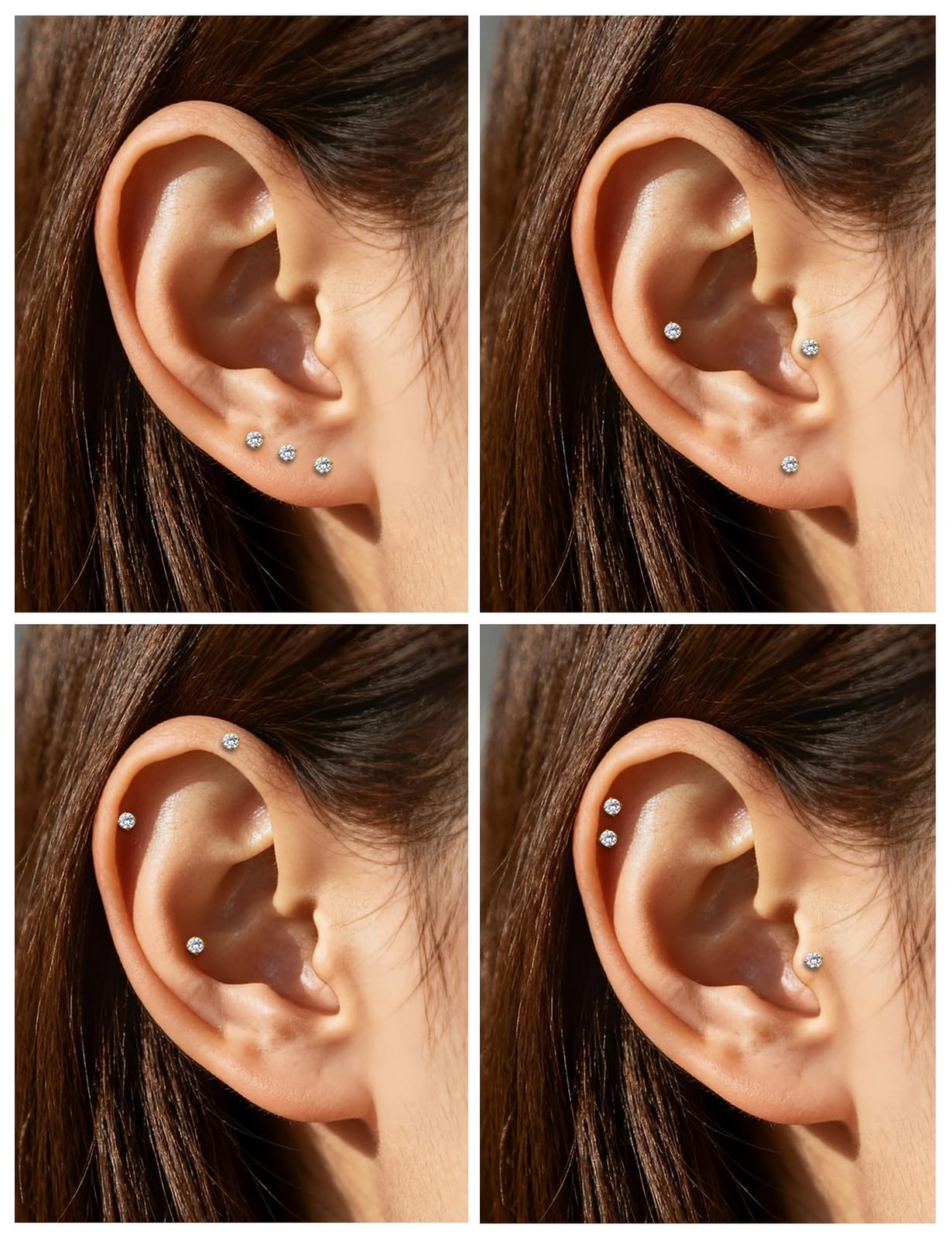 16G ASTM F136 Titanium Surgical Steel Internal Thread Flat Back Studs Earring…