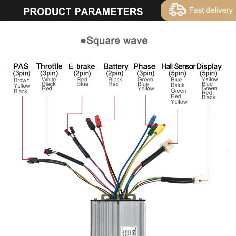 250W-3000W Electric Bike Controller 15A-50A Sinewave SquareWave Controller