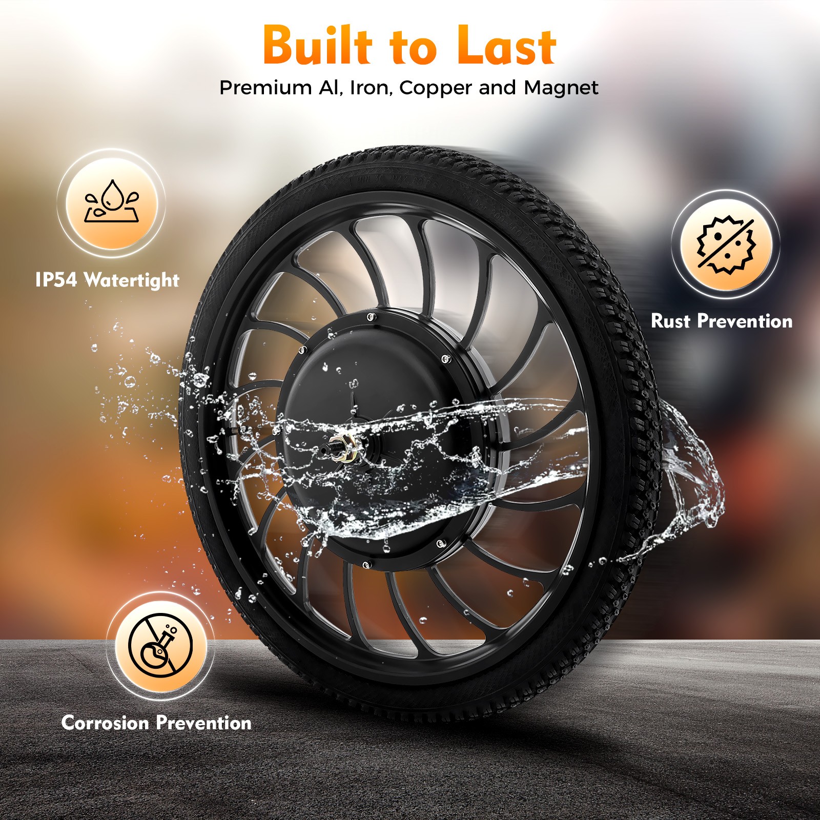 1000W 48V Front Wheel Brushless Gearless Hub Motor 20″ For Ebike 0-40km/h