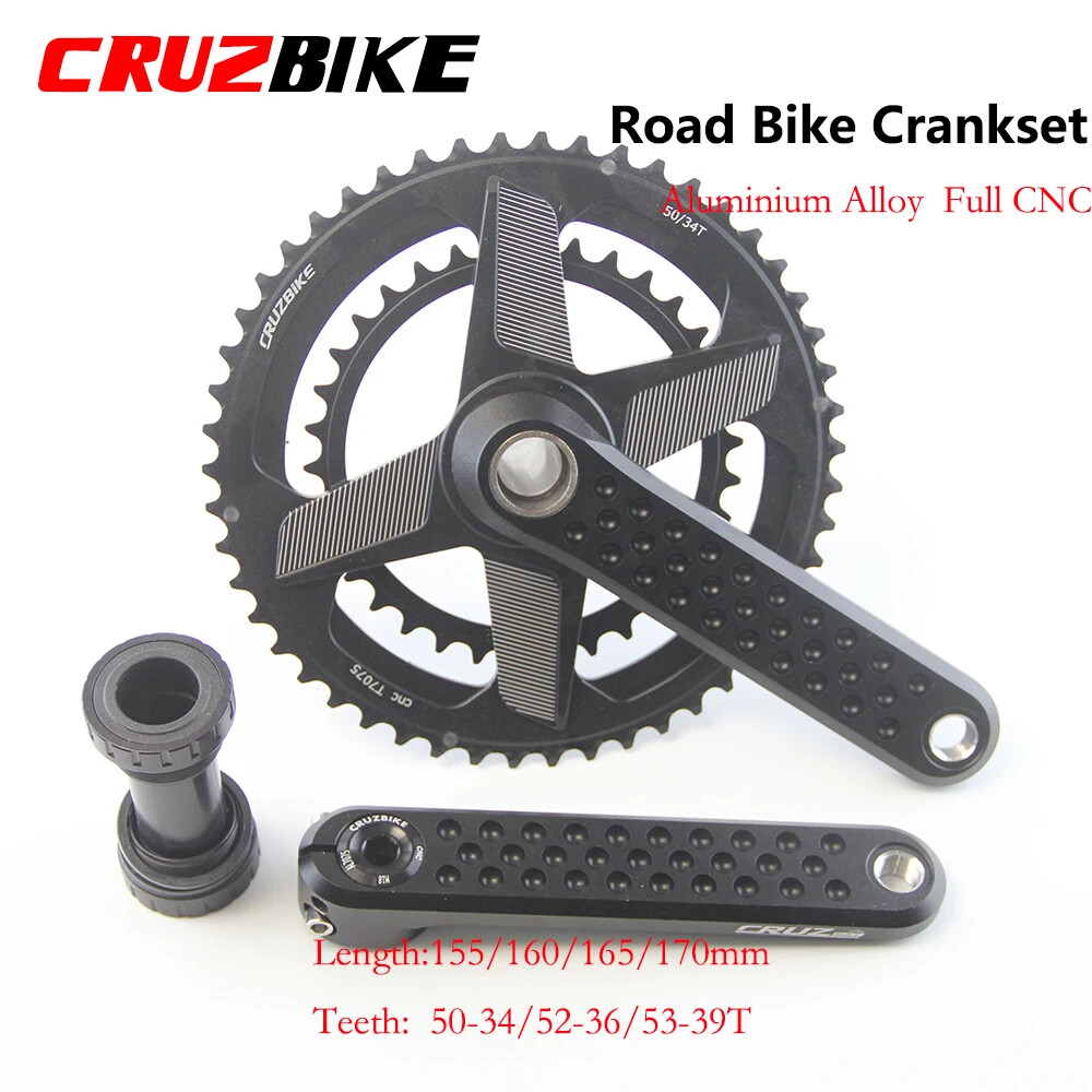 Road Bike Crankset 155/160/165/170mm Cranks with Double Chainring 46-30/48-32T