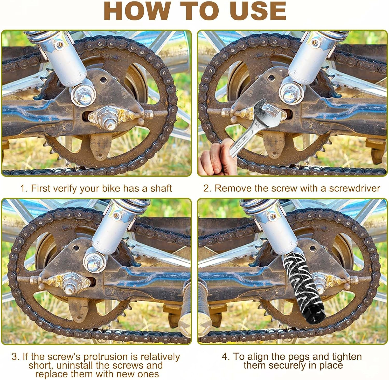 Bike Pegs Fit Axles, Aluminum Alloy Anti-Skid Lead Foot Bicycle Peg Back Seat St