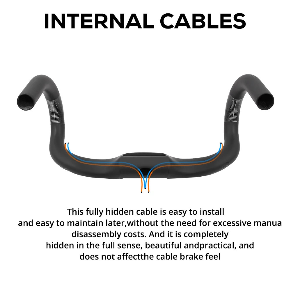 Road Bicycle Carbon Cockpit Handlebar Matt Black Internal Wiring 300mm-360mm