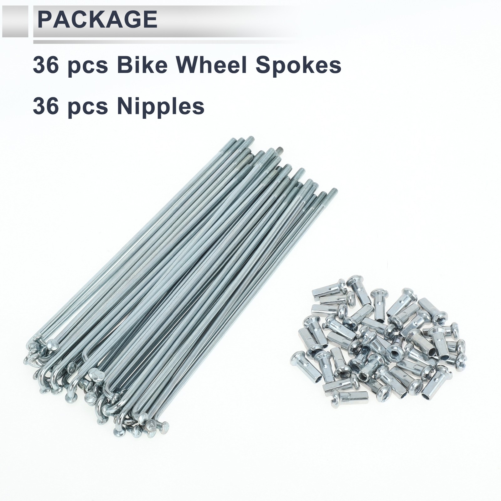 1 Set 12G 127mm Length Bicycle Spokes Nipple Carbon Steel Galvanized Universal