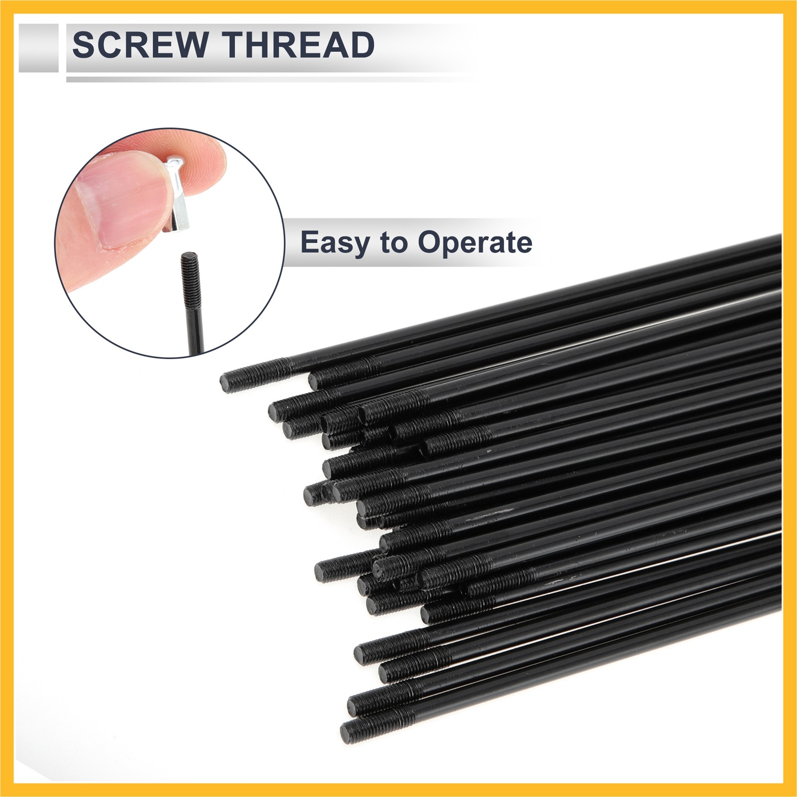 1 Set 12G 114mm Length Bicycle Spokes Nipple autobon Steel Black Universal