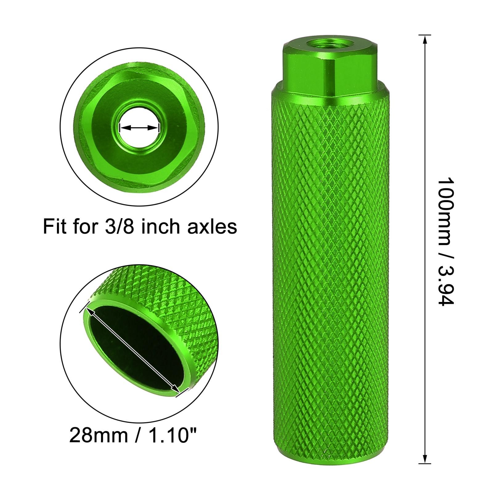 2 Pair Aluminum Alloy Foot Pegs for BMX MTB Bicycle Fit 3/8 Inch Black Green