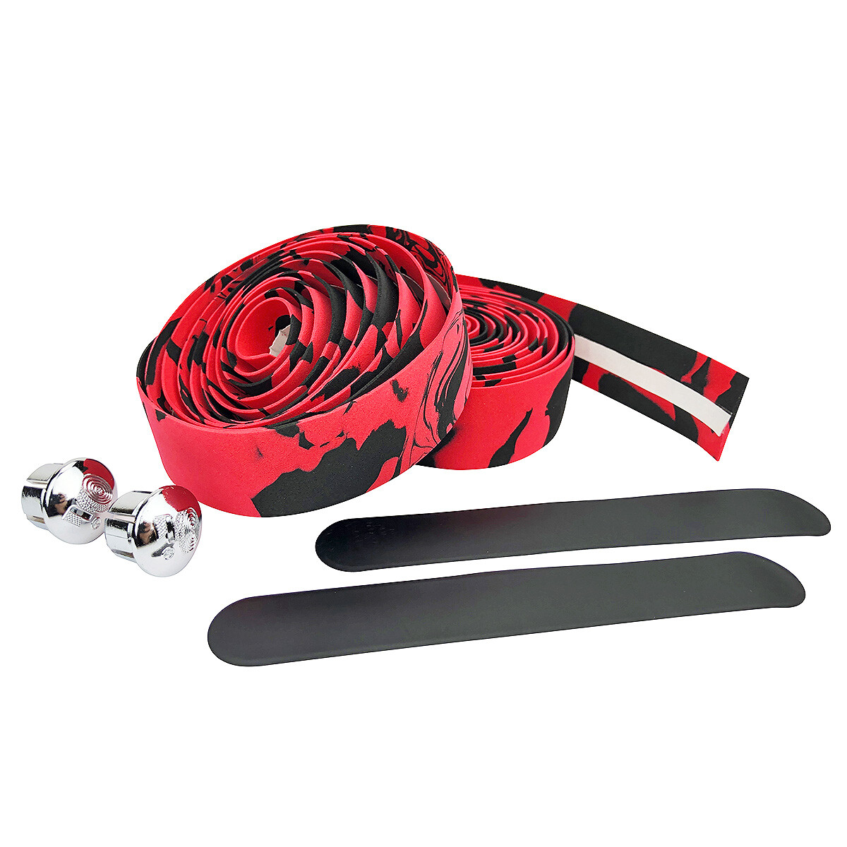 Black – Red Camouflage EVA Road Bike Handlebar Tape, Cycling Wraps w/ End Caps