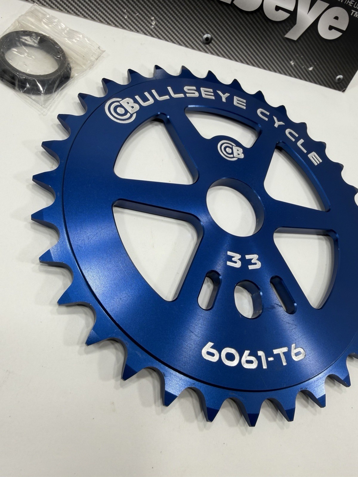 Bullseye USA 33t Sprocket Anodized Blue Race Works New School BMX 33 Tooth