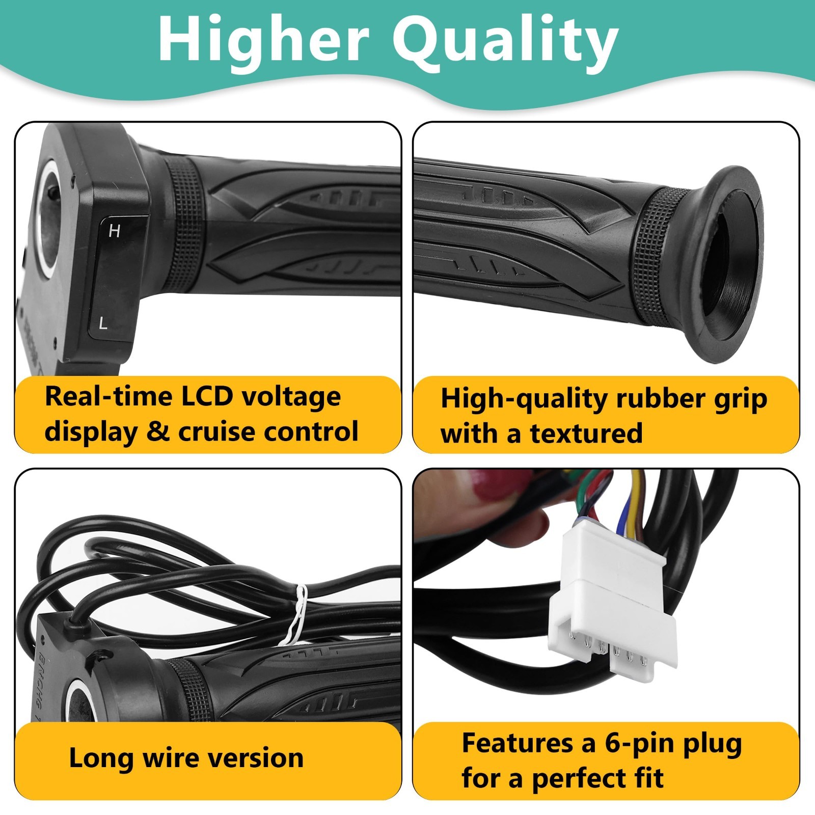 36V eBike Throttle Grip Replacement w/LCD Display & Cruise Control, Fits Jetson