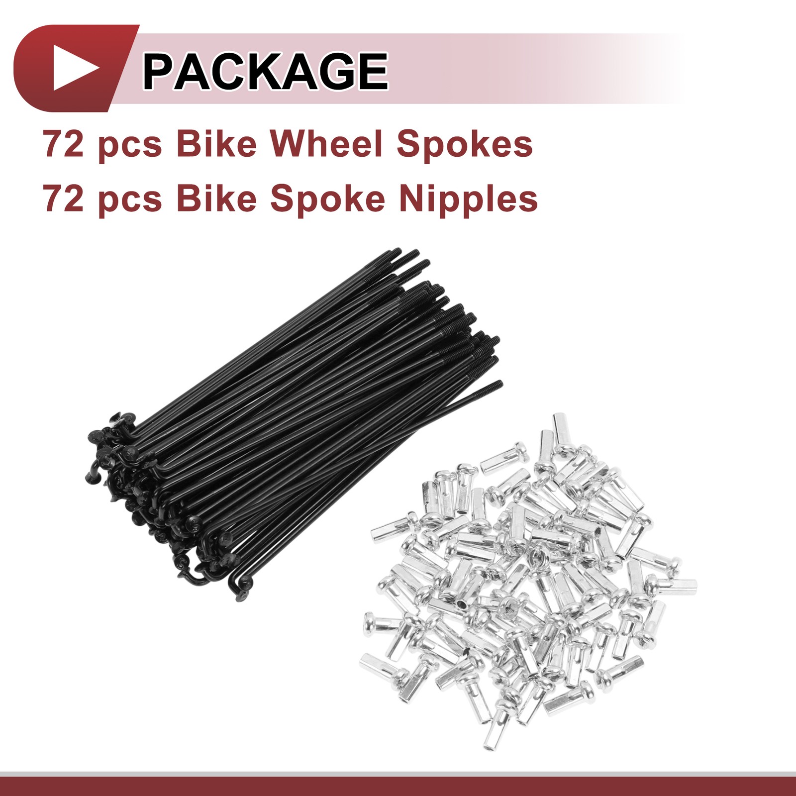 72 Set 14G Bicycle Spokes 88mm Bike Wheel Spokes Carbon Steel Black