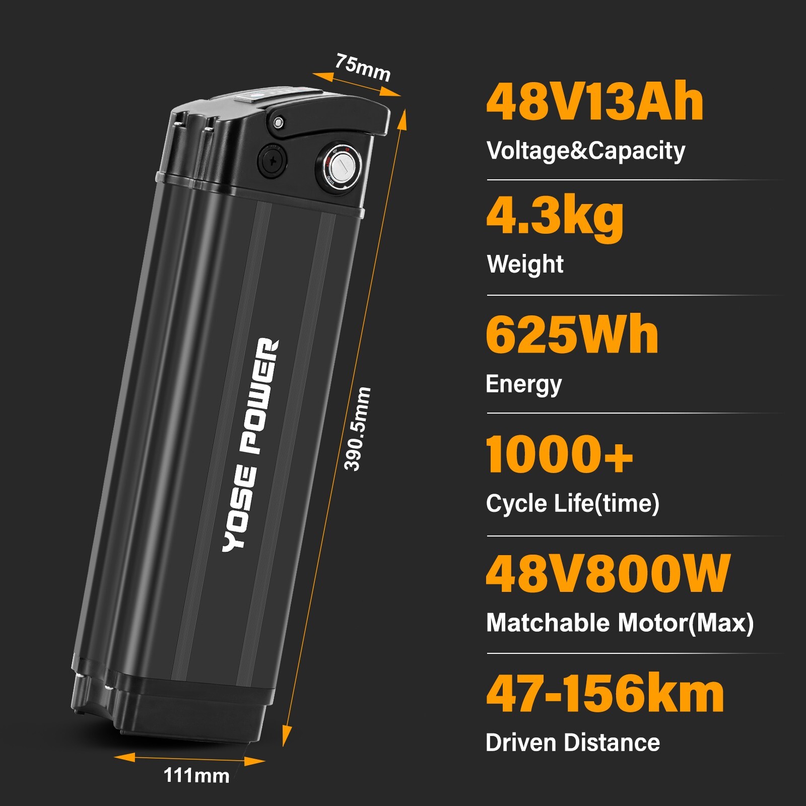 Electric Bike Battery 48V 13Ah Compatible with Heybike Mars Electric Bike
