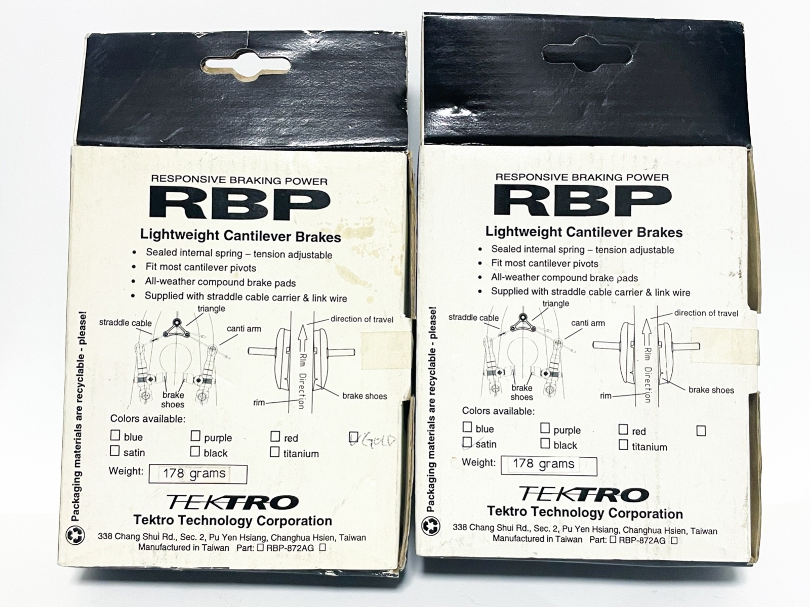 NOS TEKTRO RBP CNC Machined Cantilever Brake Set Front Rear Silver Gold 90s MTB