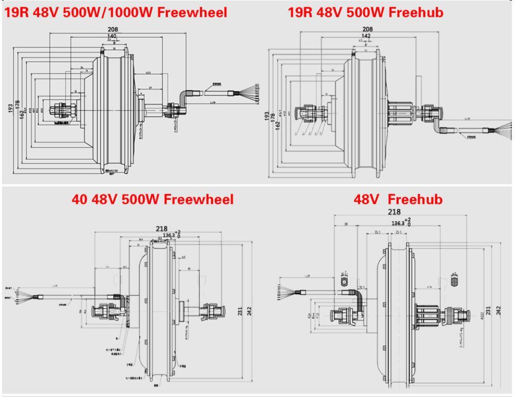 Geard Motor 36V 48V Wheel Hub Motor E-bike Conversion Kit 350W 500W 1000W 1500W
