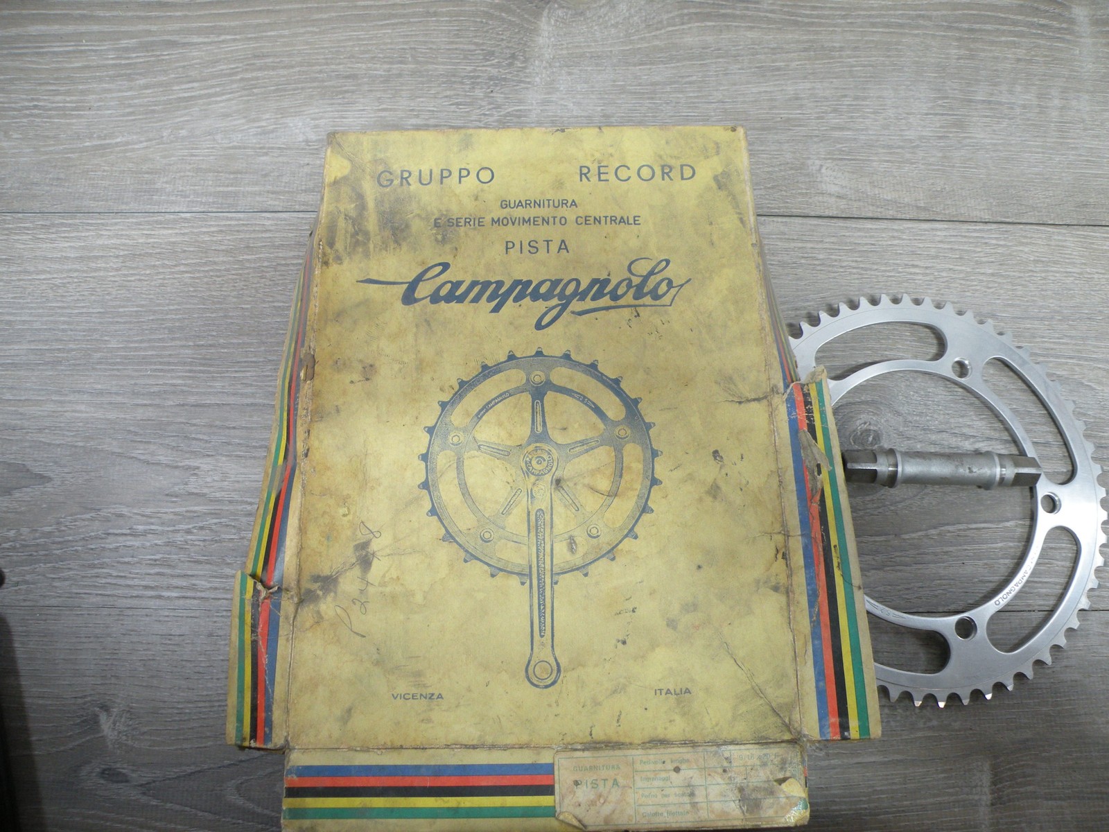 Vintage Campagnolo Record Pista Track Bike Crankset Box Chainring Bottom Bracket
