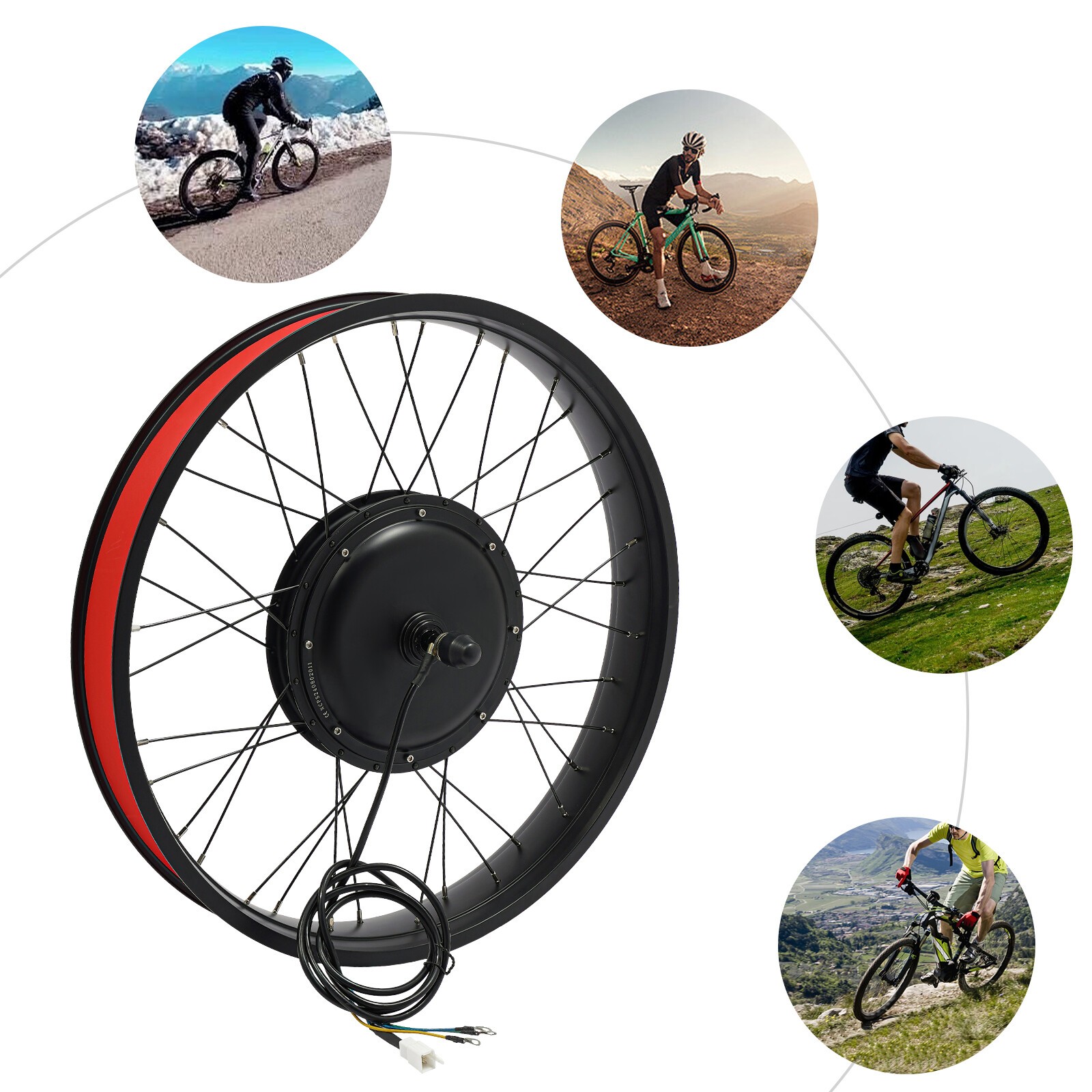 26×4″ 48V Electric Bicycle Front Wheel Hub Motor LCD E-Bike Conversion Kit 1500W
