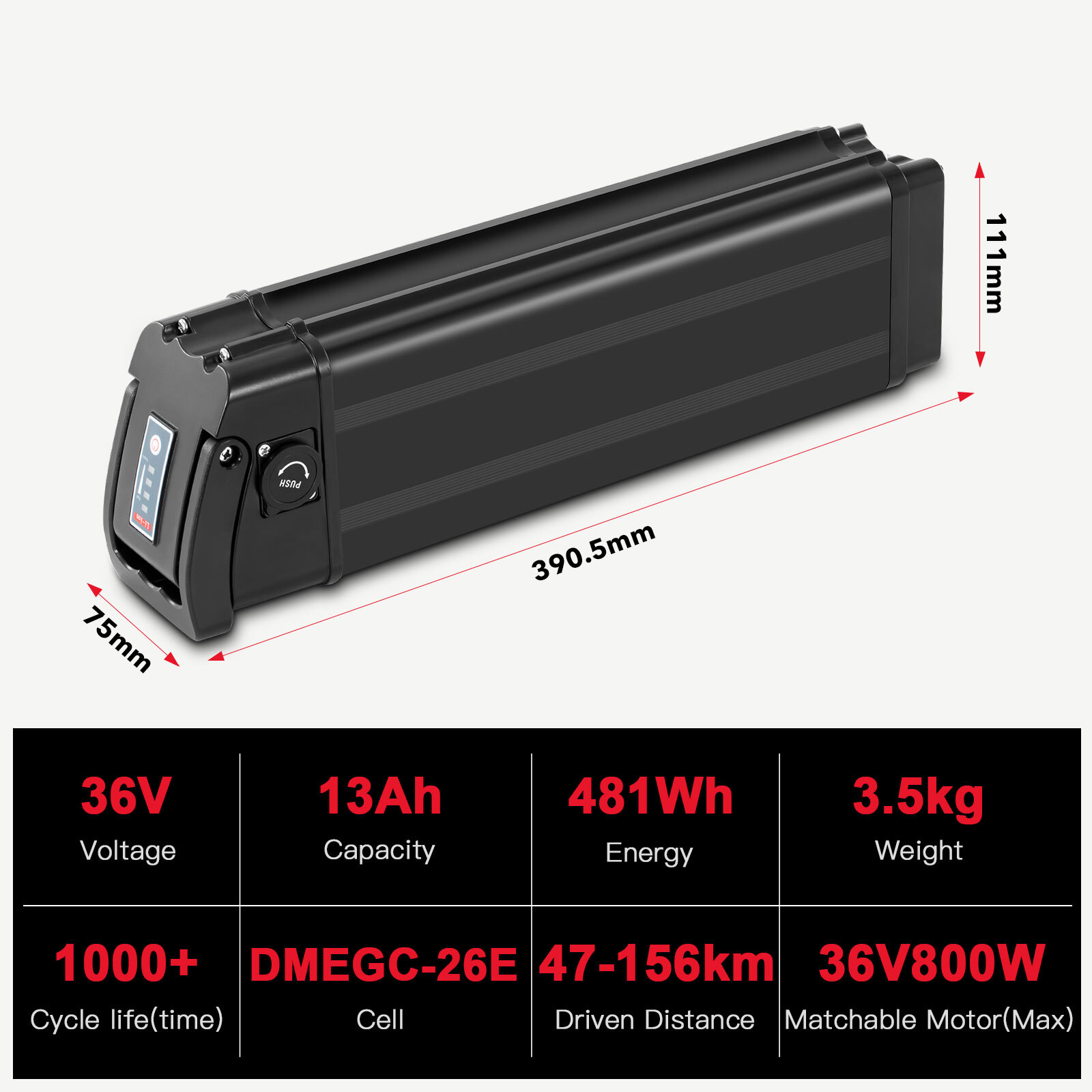 Ebike Battery 36V 48V 13Ah Heybike Battery Replacement Cityscape Mars Battery