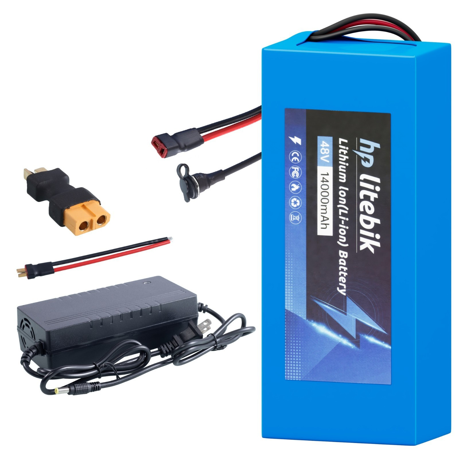 48V 14Ah Lithium li-ion Battery 30A BMS for ≤1000W Electric bicycle XT60 adapter