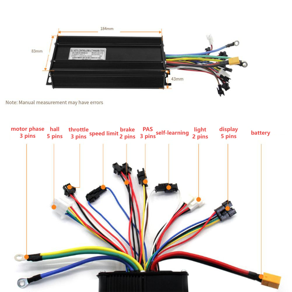 36V 48V 52V Brushless Controller with LCD Display for 1500W 2000W Electric Bike
