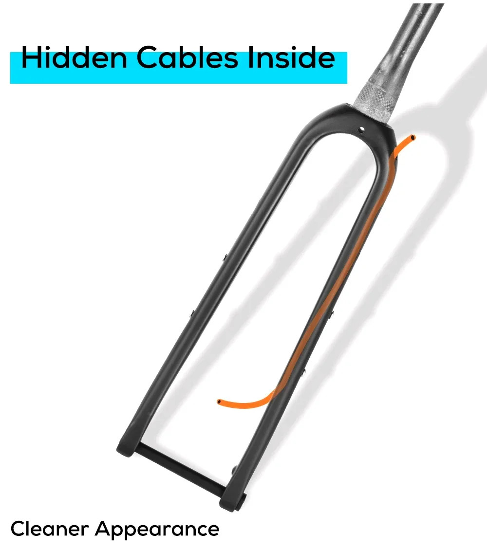 Carbon Gravel Bike Front Fork 700C Straight Tapered Tube Half Internal Cable