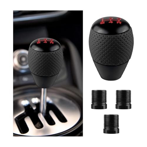 Car Gear Shift Knob, 5 Speed Manual Transmission Leather Vehicle Gearbox Black