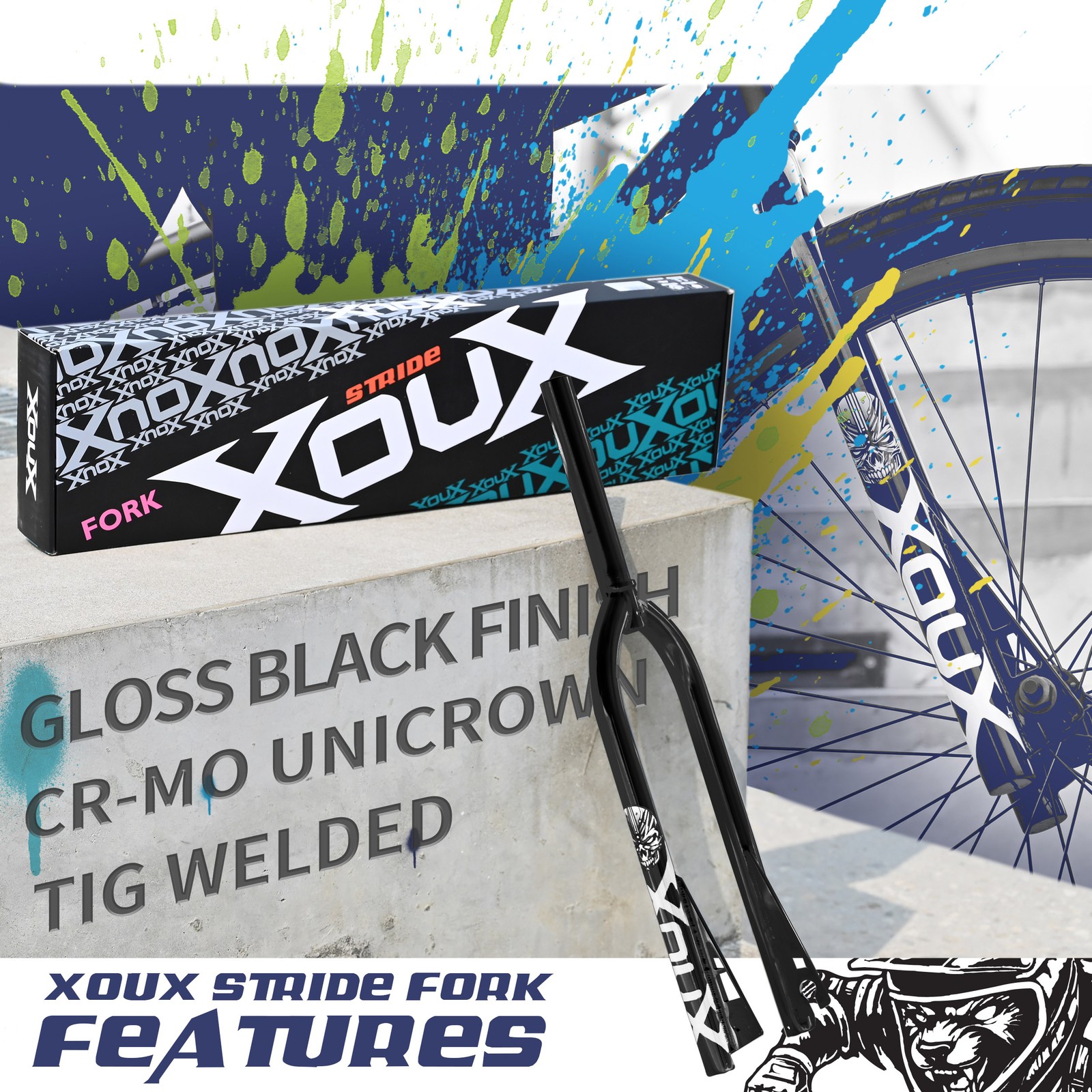 XOUX STRIDE 26 inch Threadless BMX Fork 1-1/8 inch , Black