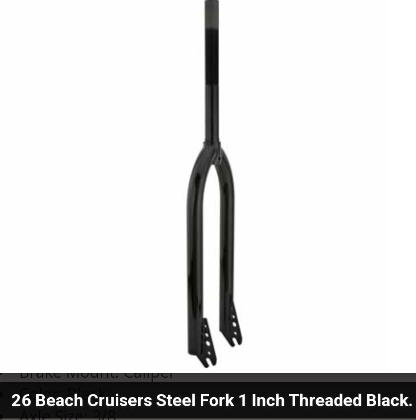QUALITY BLACK TUBE FORKS FOR 26″ BEACH CRUISERS,9&3/4 HEADTUBE, 6″ OF THREAD