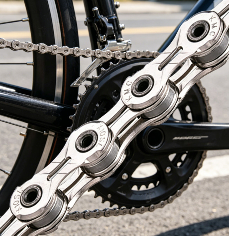 KMC X8-116L NP/BK 8 Speed Bicycle Chain – 1/2 x 11/128 inch, 116 Links