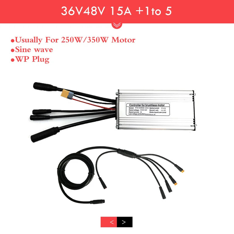 Electric Bicycle Controller 36V 48V 250W-1500W Waterproof Brushless Controller