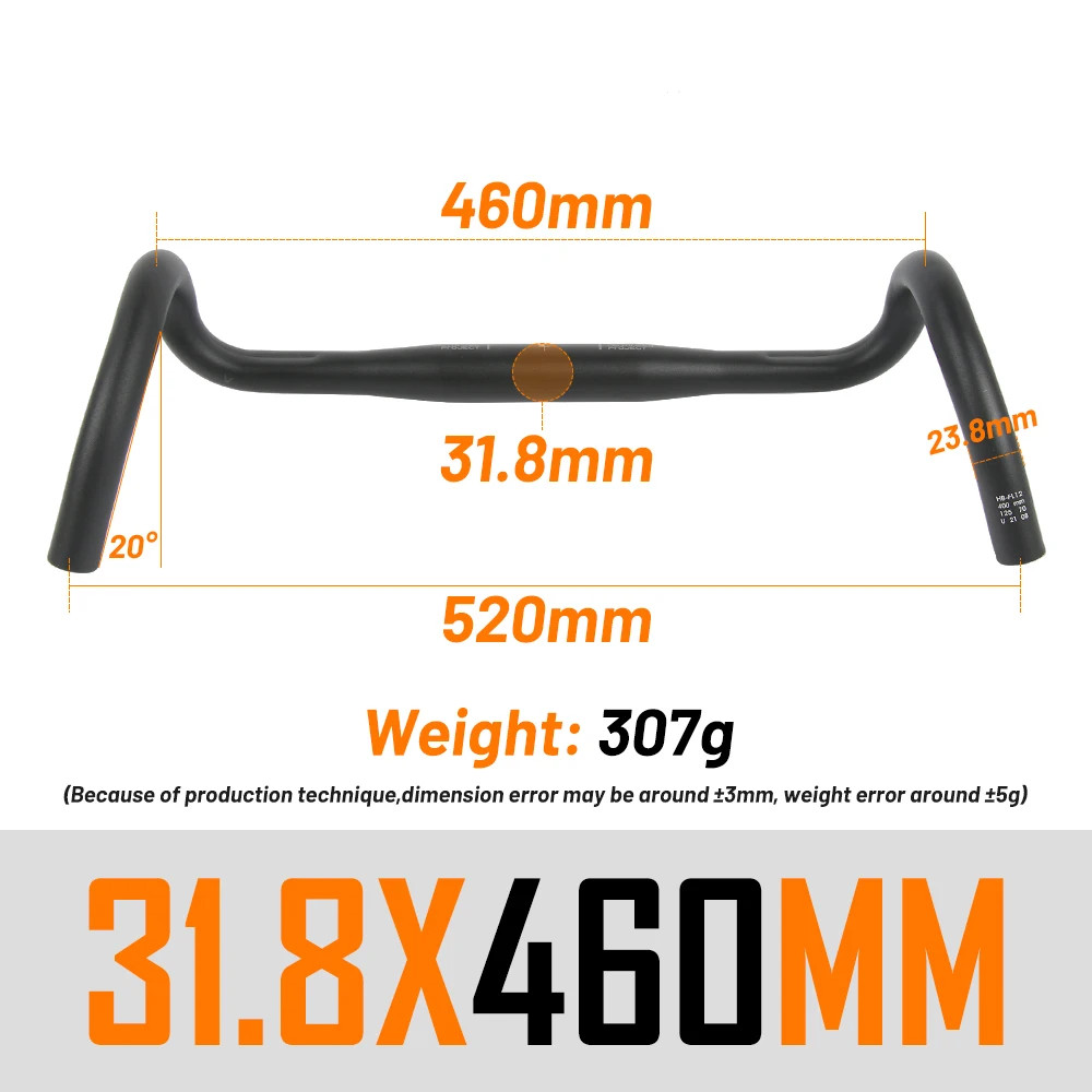 Gravel Bike Handlebar 31.8*400/420/440/460mm Ultralight Drop Bar Matte