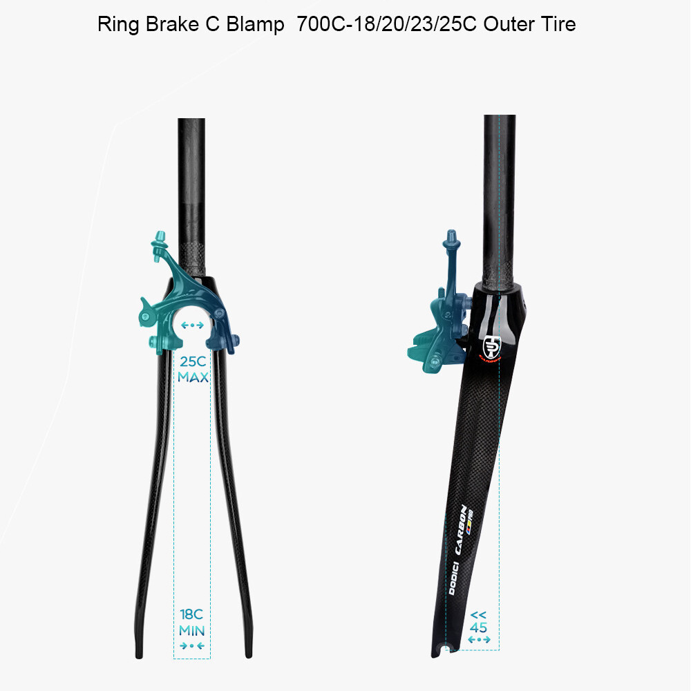 1-1/8 in Full Carbon Fiber Bicycle Fork 700C Rim Brake Racing Road Bike Forks QR