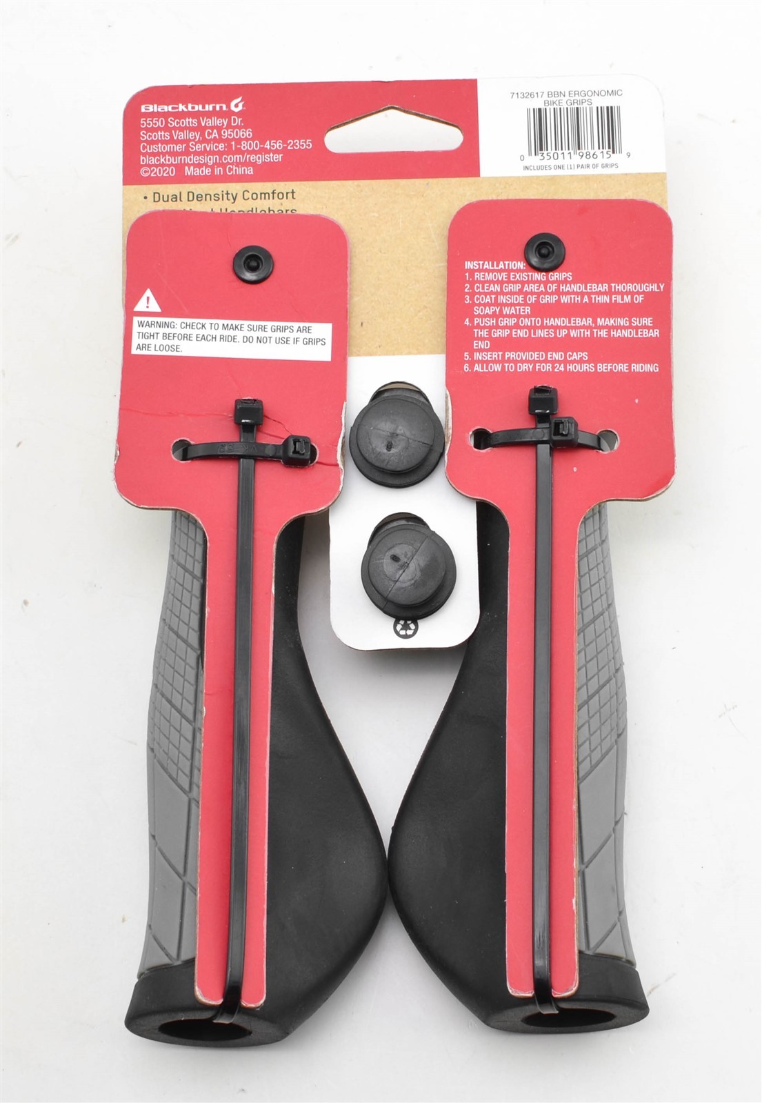 New Blackburn Ergonomic Bike Handlebar Grips Rubber Pressure Relief Gray Black