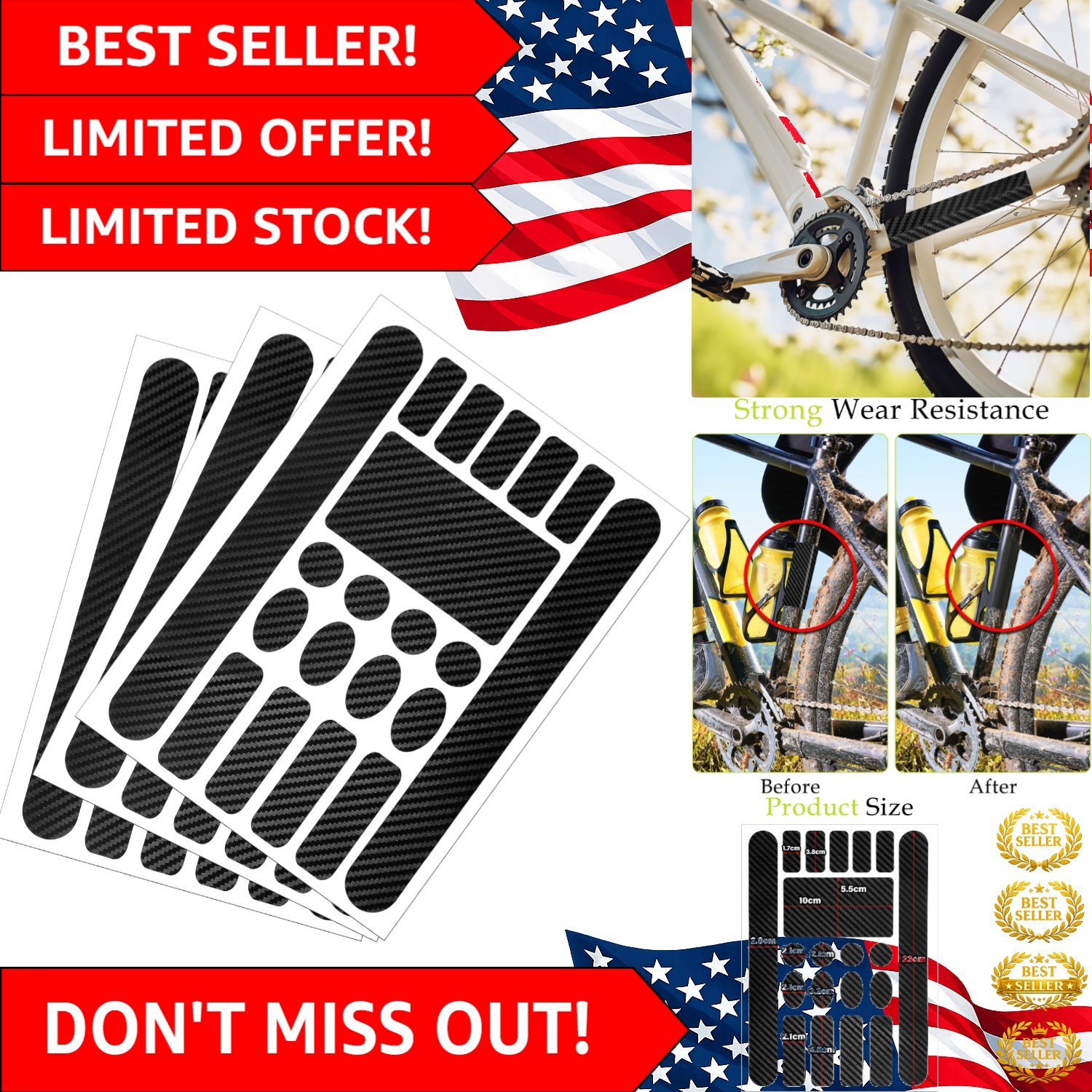 3 PCS Scratch-Resistant Bike Chainstay Protection Film – Easy DIY Application