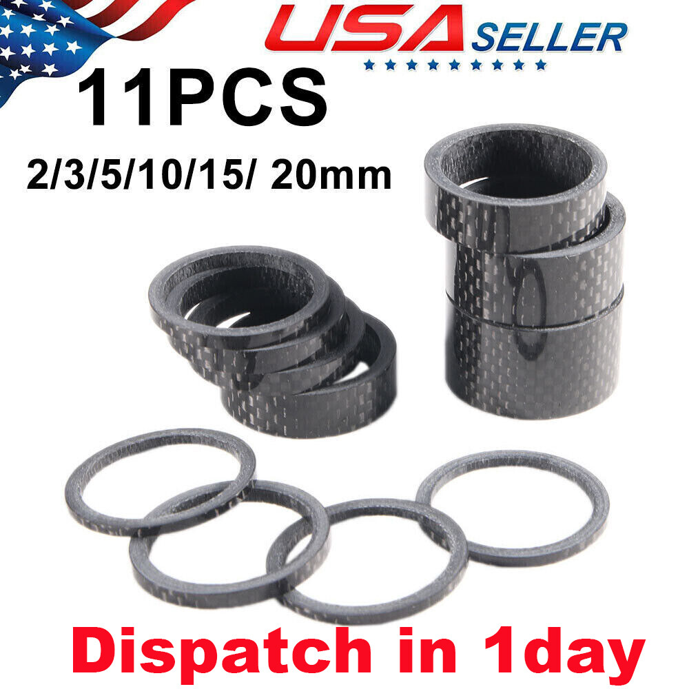 11PCS MTB Stem Washers 3K Carbon Fiber Headset Spacers 1-1/8″ Threadless 2-20mm