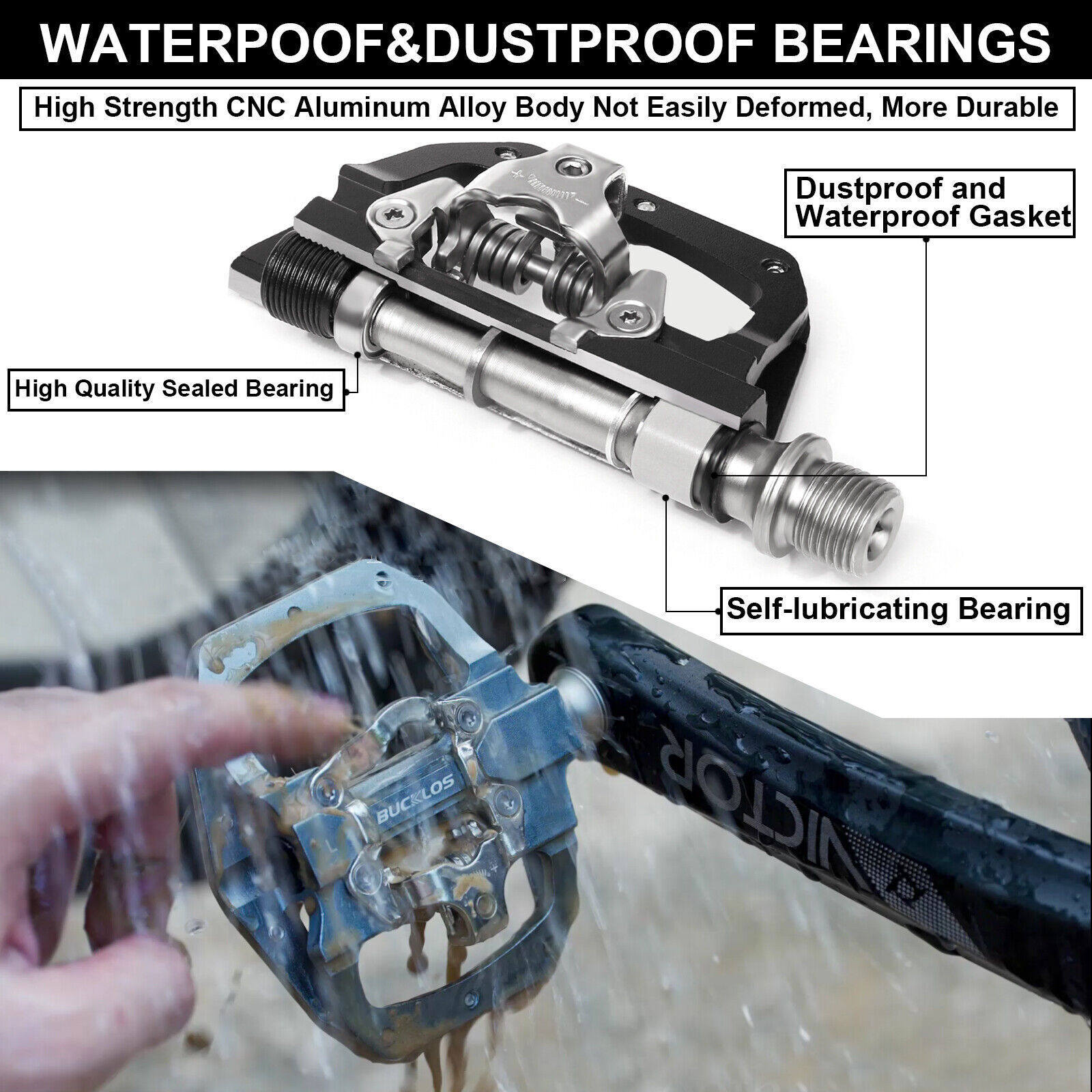 SPD Pedal Clipless Pedals 9/16″ Mountain Bike Pedals Dual Platform Multi-Purpose