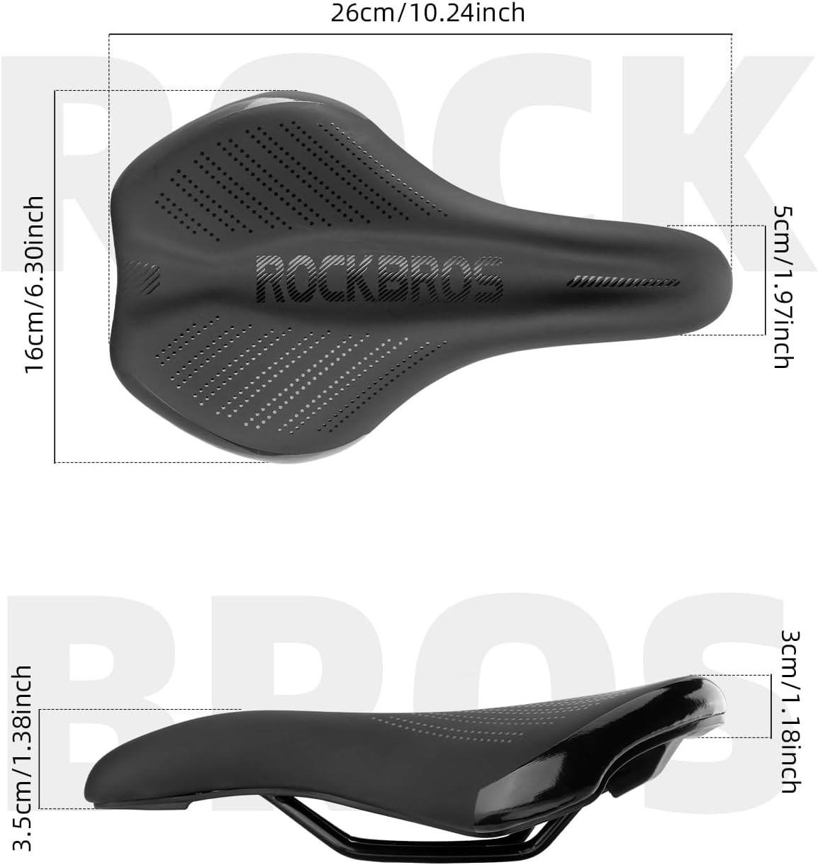 ROCKBROS Comfortable Bike Seat Cushion Thick Memory Foam Waterproof Carbon Steel