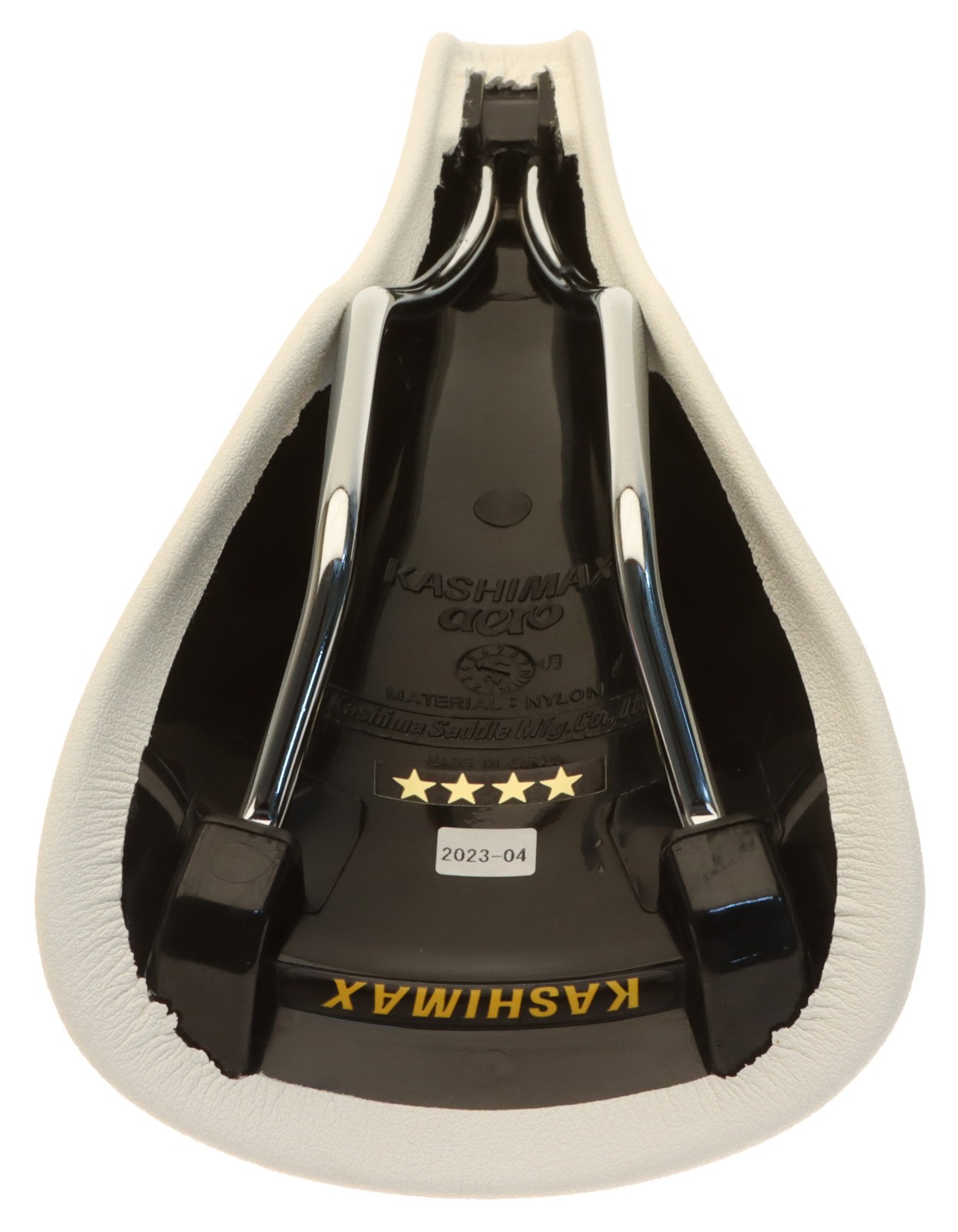 Kashimax Aero AX-4B Saddle Non-Padded Standard Rails Smooth Leather White NEW
