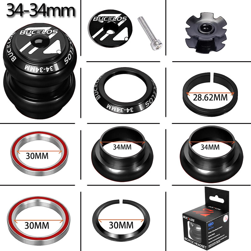 MTB Bike Headset 34/44/41.8-52mm Sealed Bearing for 1-1/8″ Straight Tapered Fork