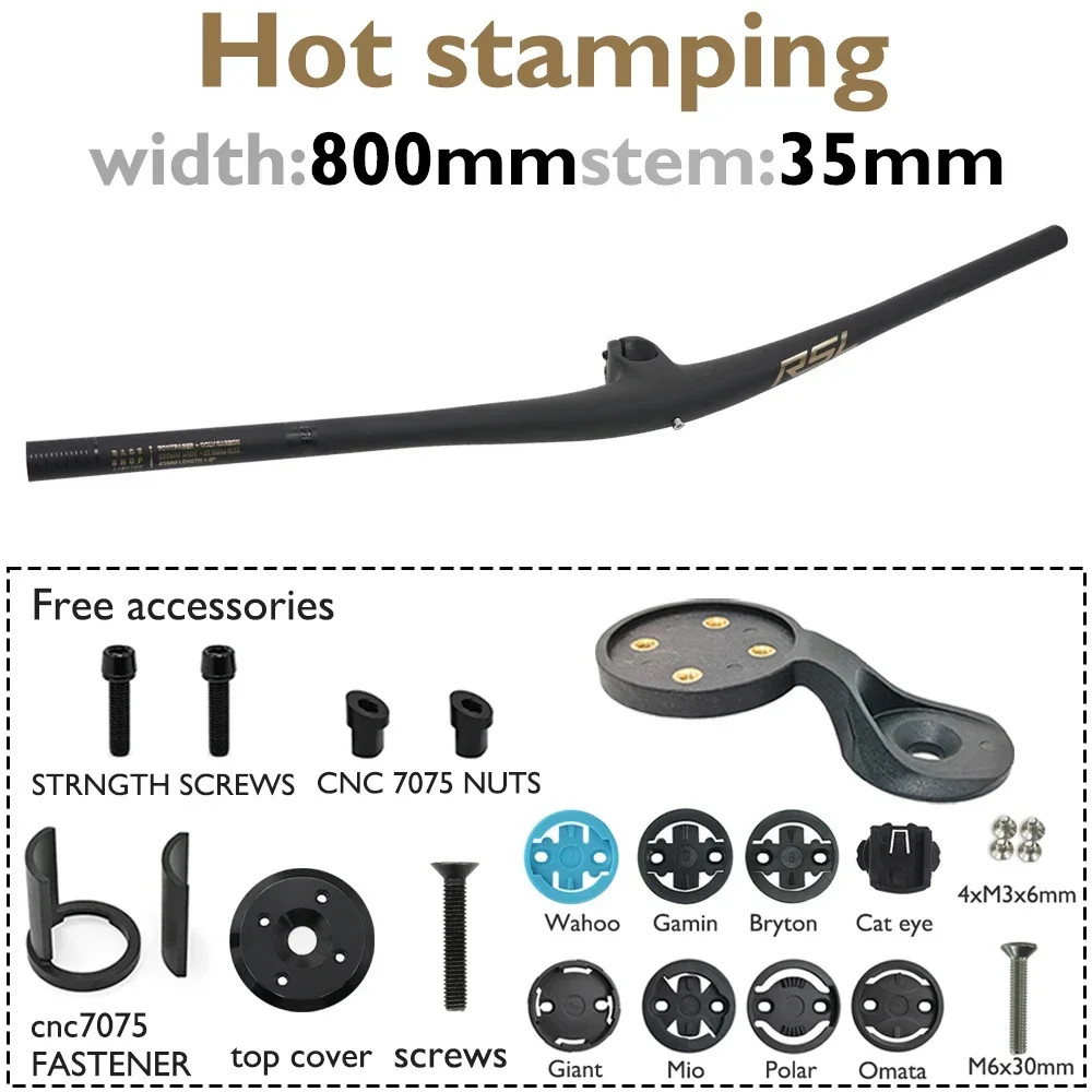 Full Carbon MTB Integrated Bicycle Handlebar 0 Degree 27.5mm Rise 760-800mm