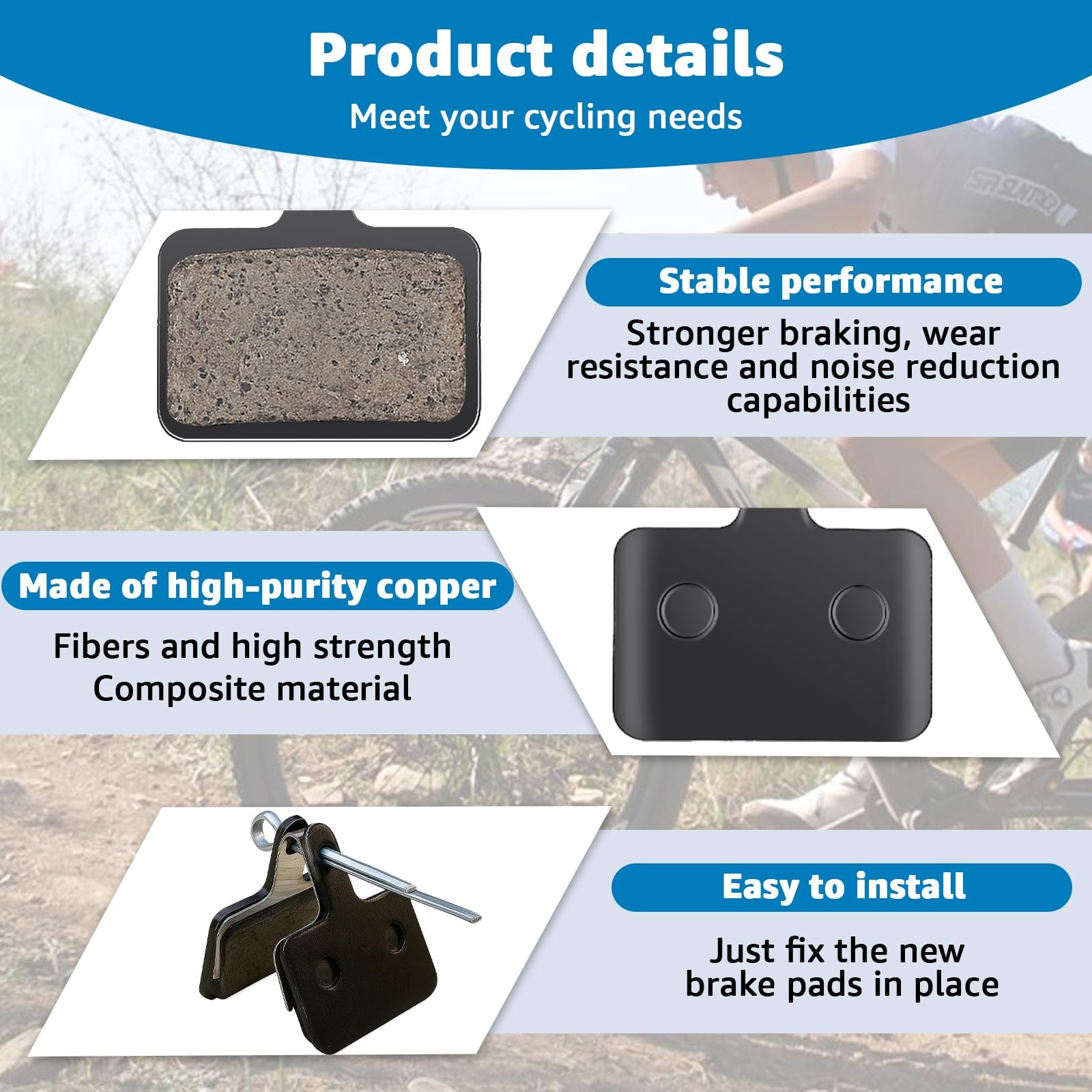27 Pairs Bike Brake Pads, Bicycle Disc Brake Pads Replacement Ebike Brake Pad…