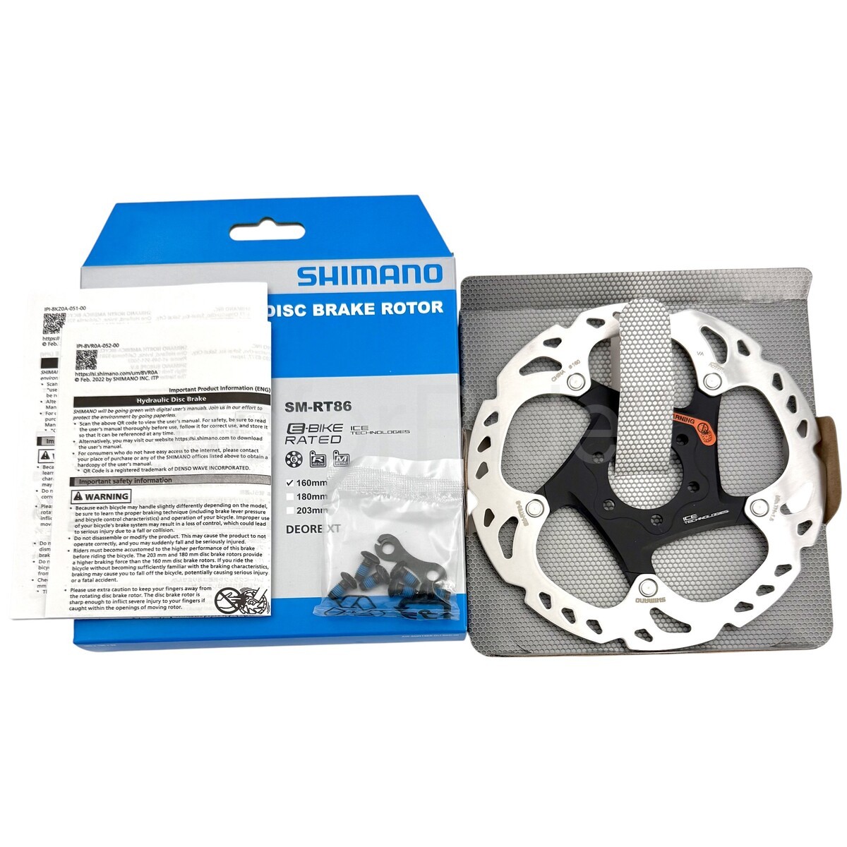 Shimano Deore XT SM-RT86 Disc Brake Rotor RT86S 160mm 6-Bolt IceTech for MTB