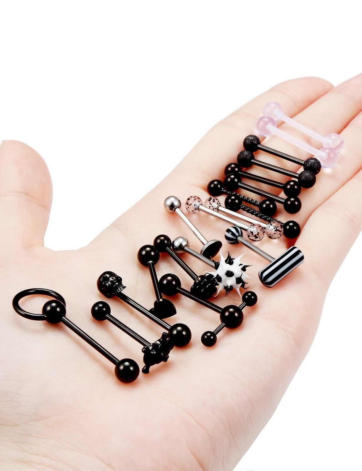 Black 14g Metal Plastic Silicone Tongue Rings Piercing Jewelry for Women Men …
