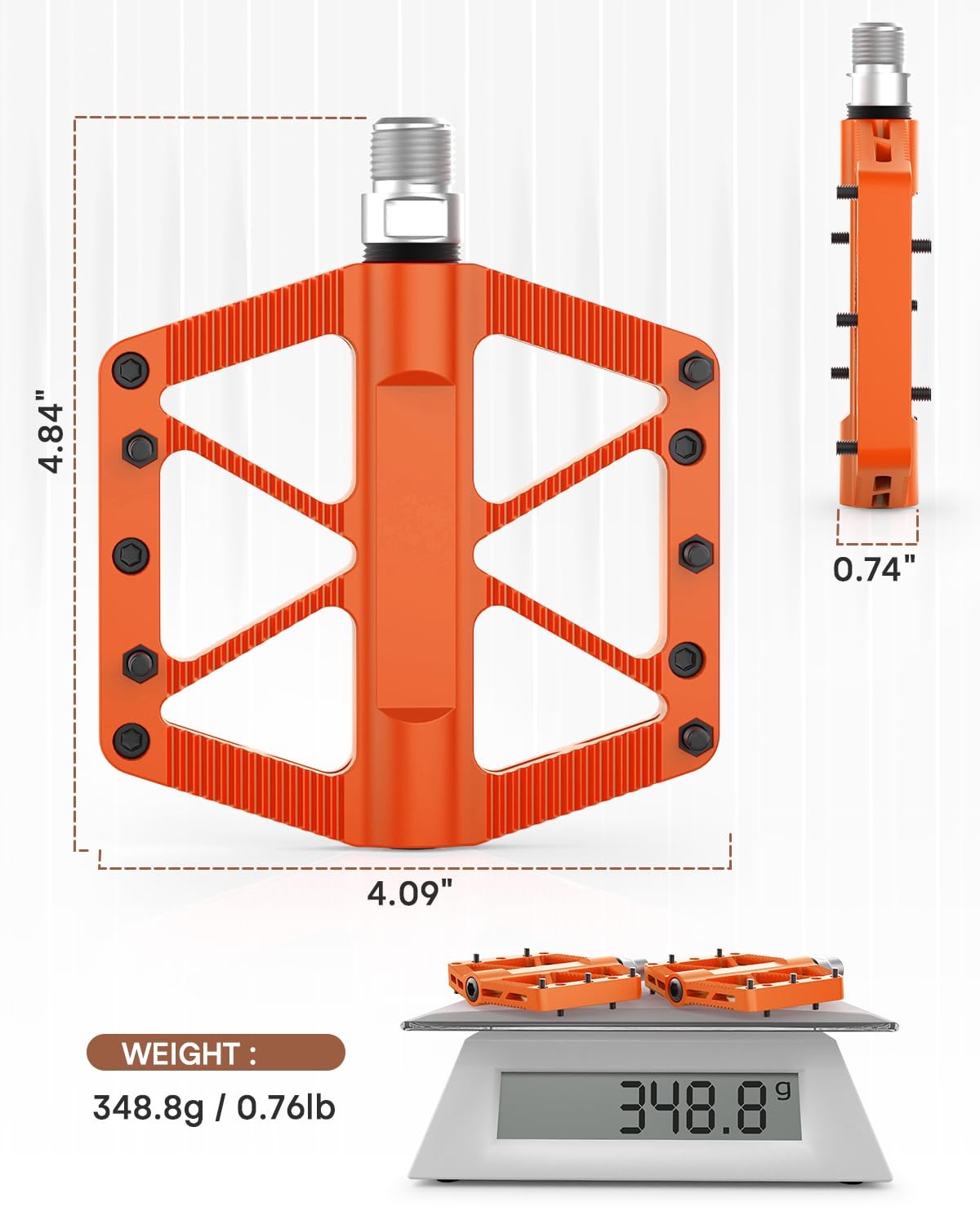 Bike Pedals, Mountain MTB BMX Pedals, 9/16″ Bicycle Pedals, Lightweight Non-S…