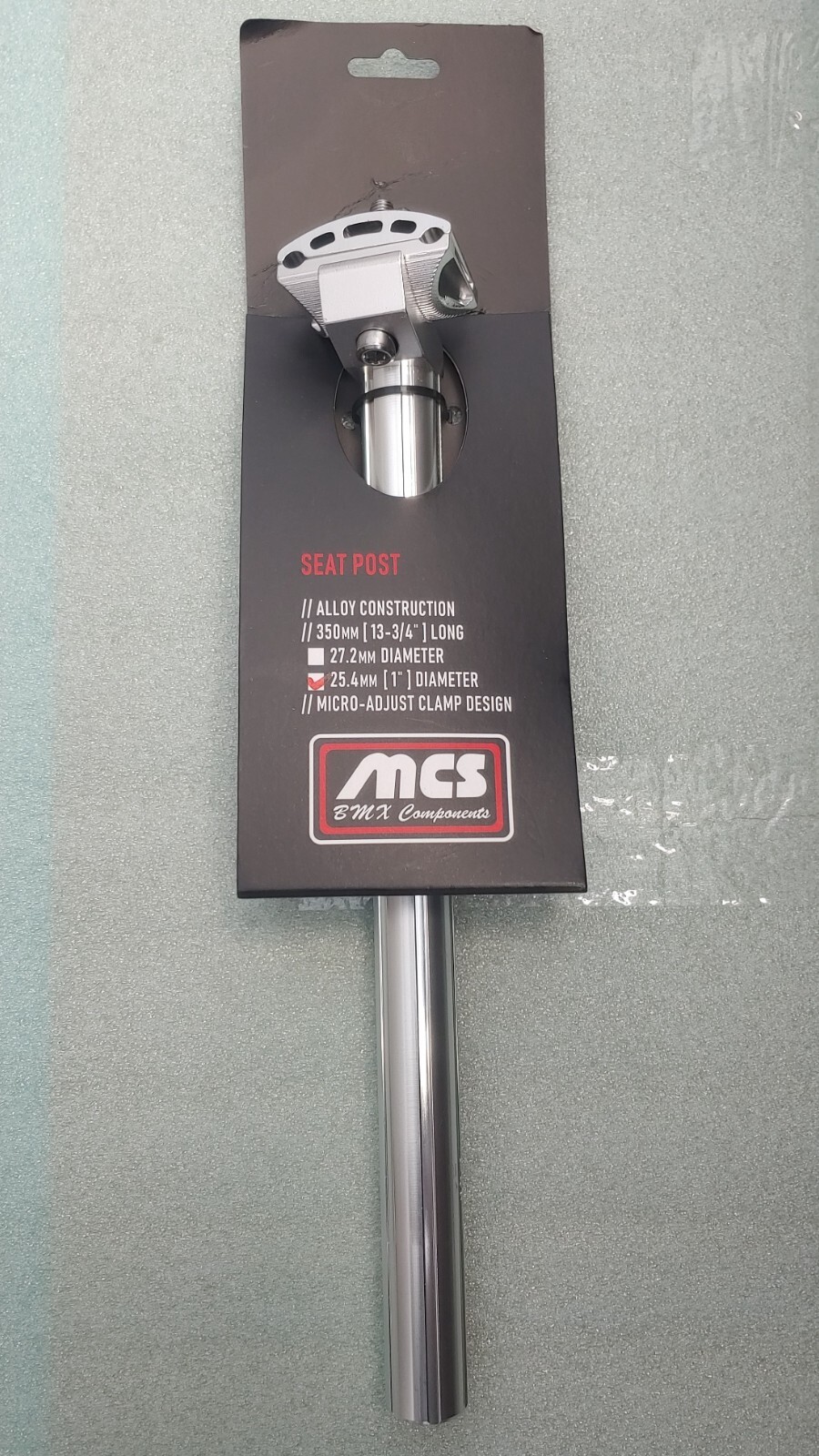 MCS FLUTED ALUMINUM BICYCLE SEATPOST w/ clamp SILVE/SILVER ANODIZED 25.4 x 350mm