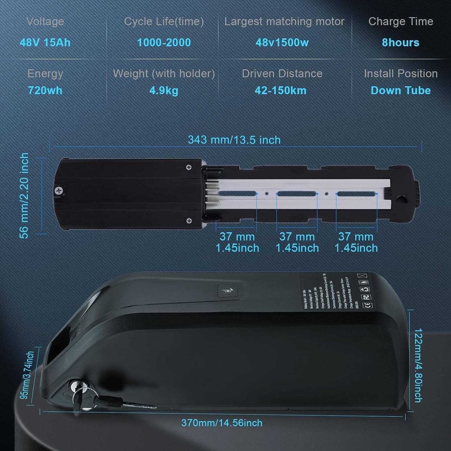 48V 36V 10Ah 15Ah Ebike Battery Electric Bike Lithium Battery for 50-1500W Motor