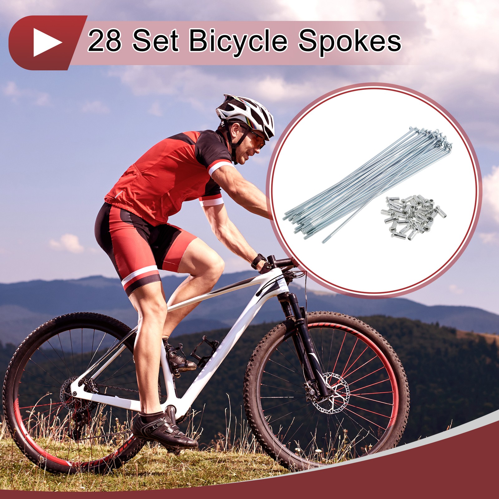 12G Bicycle Spoke 189 mm Bike Wheel Spoke Galvanized Carbon Steel Silver Tone